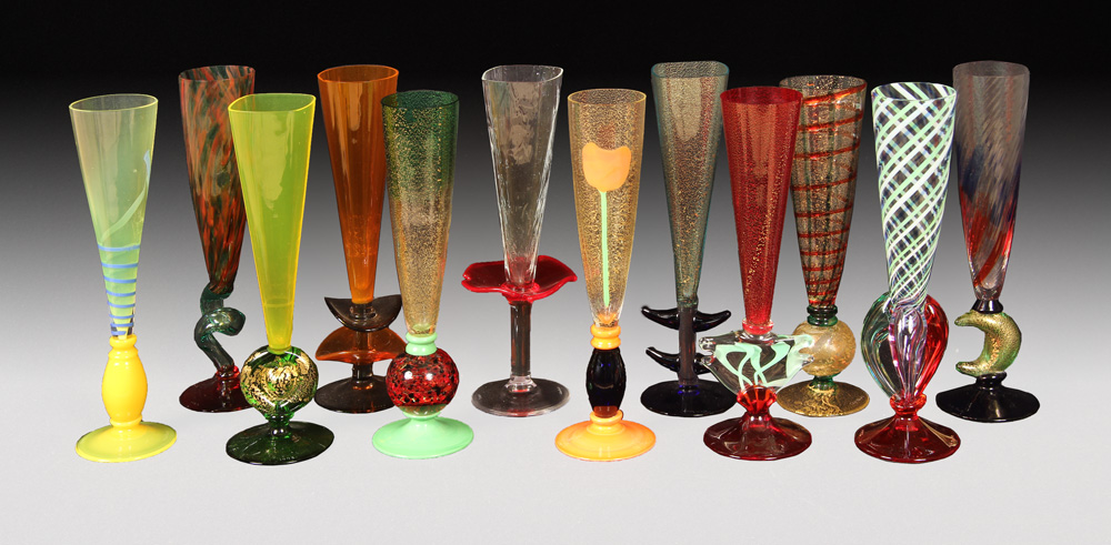  DOCE COPAS MANUFACTURA DE MURANO POR CARLO MORETTI.