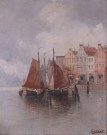 Lote 143: WILLAERT, Ferdinand Lote 143: WILLAERT, Ferdinand 'BARCAS A VELA EN UN CANAL'