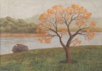 Lote 124: BUTLER, Fray Guillermo Lote 124: BUTLER, Fray Guillermo 'PAISAJE CON CURSO DE AGUA Y ARBOL EN PRIMER PLANO'