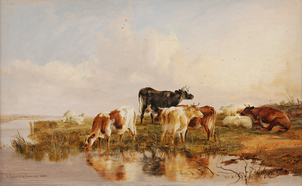 COOPER, Thomas Sidney: 'ON THE STOUR - CANTERBURY MEADOWS'