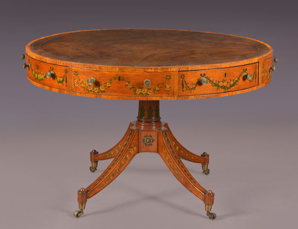  ANTIGUA DRUM TABLE INGLESA GEORGE III.