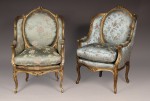 Lote 232: PAR DE SILLONES BERGERE FRANCESES ESTILO LUIS XV.  PAR DE SILLONES BERGERE FRANCESES ESTILO LUIS XV. 