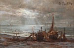 Lote 133: PAOLILLO, Luigi Lote 133: PAOLILLO, Luigi 'BARCAS PESQUERAS AL ATARDECER'