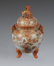 Lote 785: POTICHE DE PORCELANA JAPONESA SATZUMA CON TAPA.  POTICHE DE PORCELANA JAPONESA SATZUMA CON TAPA. 