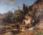 Lote 129: JANSEN, Joseph Lote 129: JANSEN, Joseph 'PAISAJE CON RIO Y CONSTRUCCION'