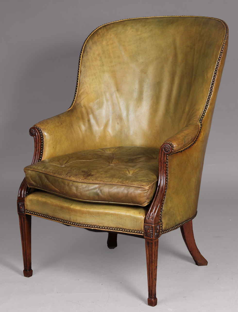  ANTIGUO SILLON BERGERE INGLES DE EPOCA JORGE III.