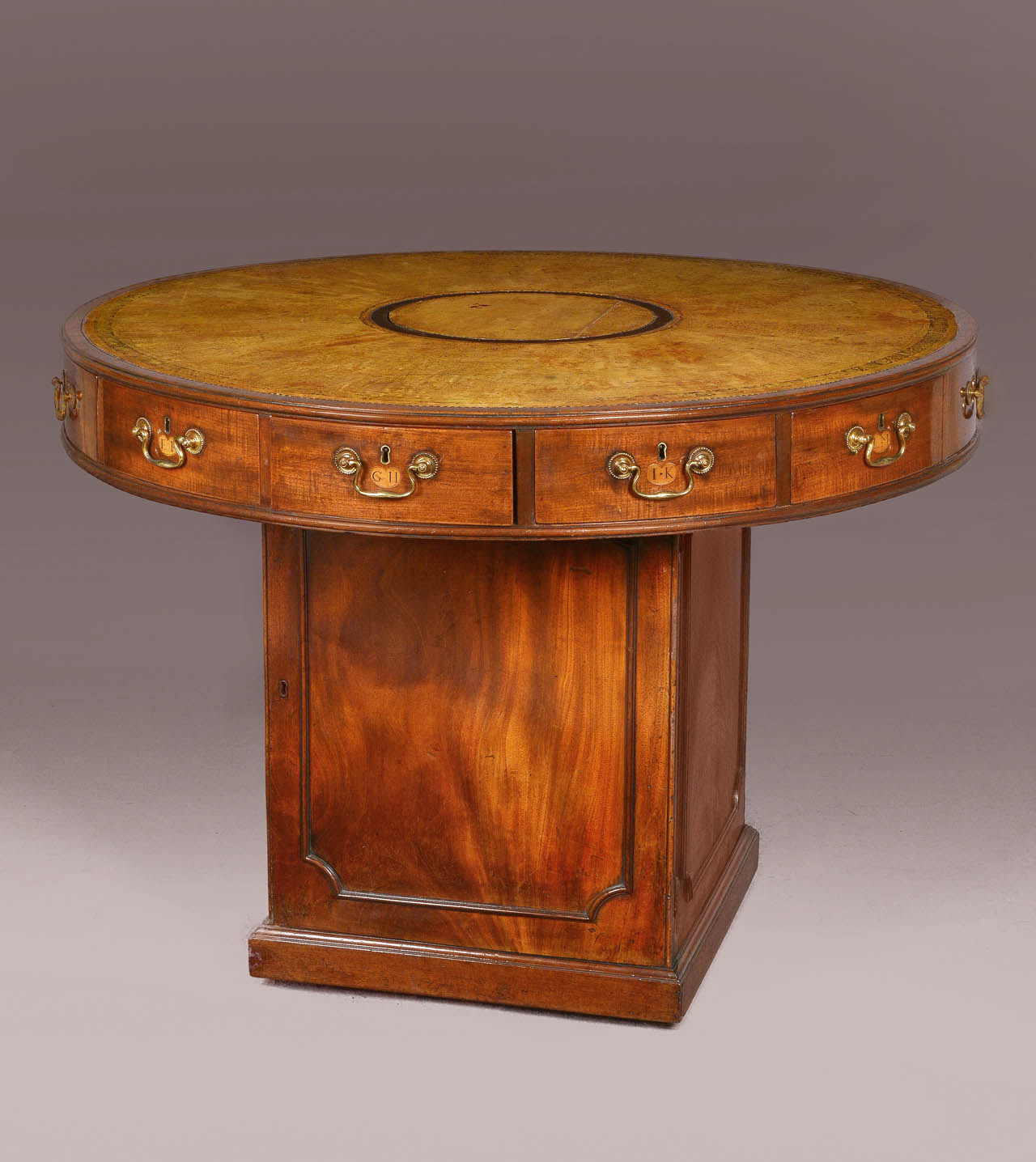  MAGNIFICA DRUM TABLE INGLESA EPOCA JORGE III.