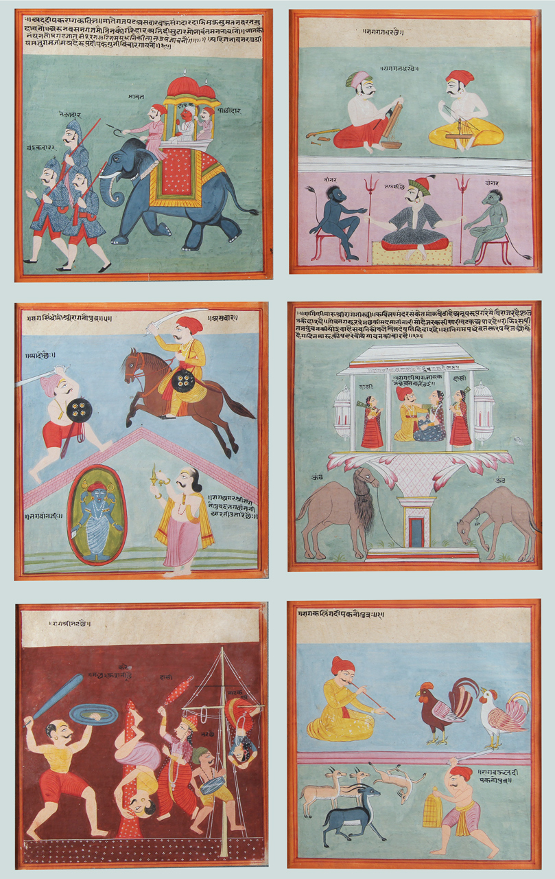  SEIS ANTIGUAS PINTURAS RAGAMALA DE LA INDIA.