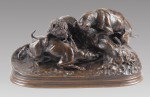 Lote 582: MÈNE, Pierre Jules Lote 582: MÈNE, Pierre Jules 'TROIS CHIENS AU TERRIER, CHASSE AU LAPIN'