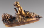 Lote 727: FREMIET, Emmanuel Lote 727: FREMIET, Emmanuel 'FAUNE COUCHÉ REGARDANT DEUX OURSONS'