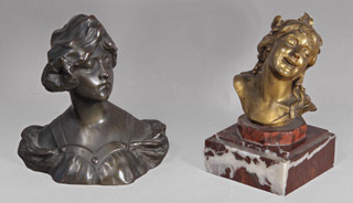 Lotes 15 y 16: 
VAN VAERENBERGH, Gustave: 'BUSTO FEMENINO'
LARROUX, Antonin: 'JEUNE BACCHANTE' 