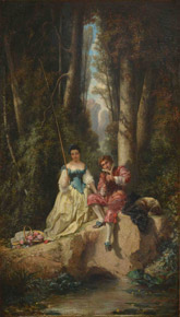 Lote 173: DE FRAGUIER, Armand Gabriel Lote 173: DE FRAGUIER, Armand Gabriel 'JOVEN PAREJA JUNTO A UN ESTANQUE'