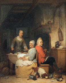 Lote 114: de BRAEKELEER, Ferdinand 'ESCENA DE INTERIOR'