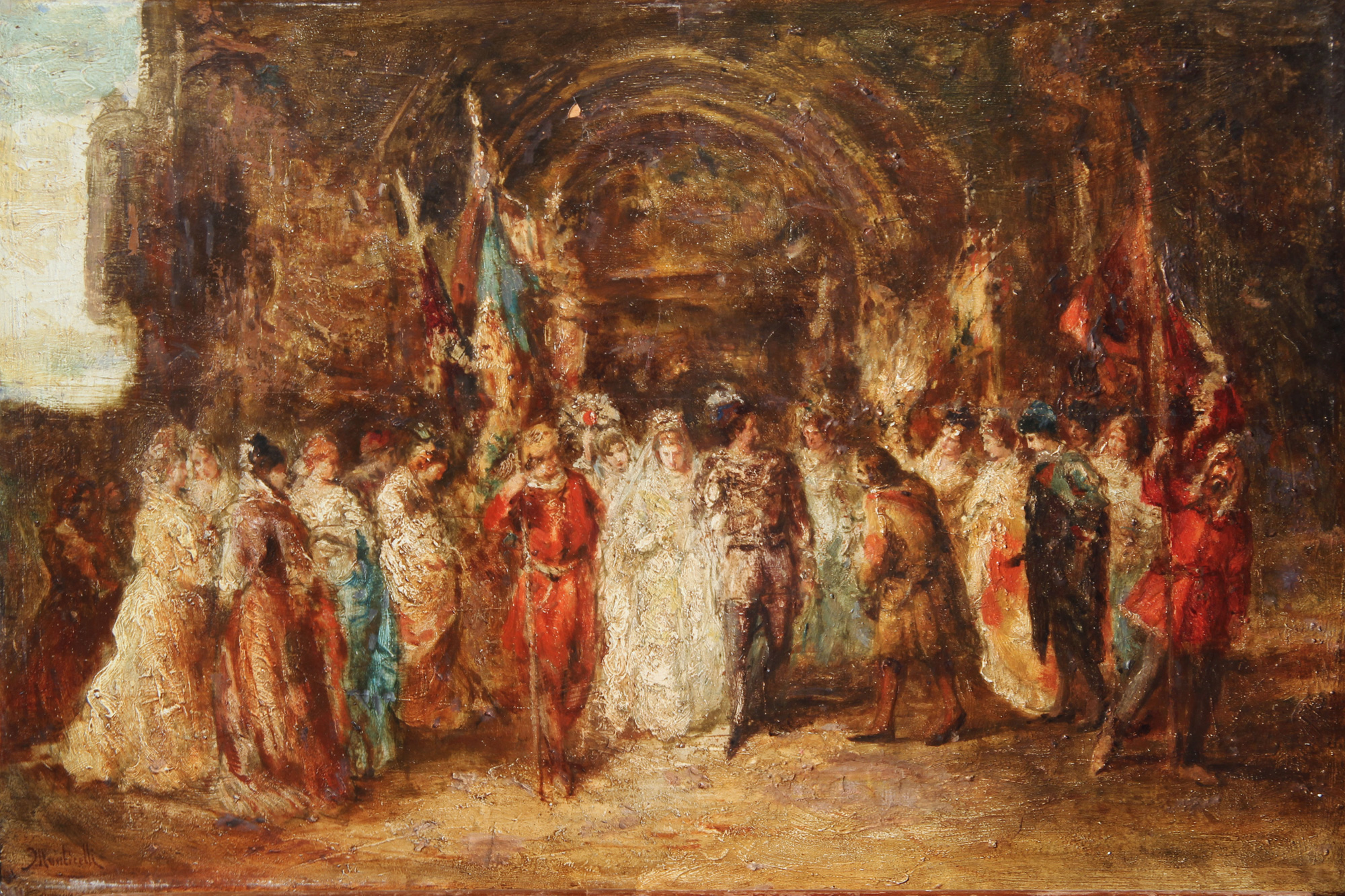 MONTICELLI. Adolphe Joseph Thomas 'MARIAGE A L'EGLISE DE NOTRE DAME DE PARIS'