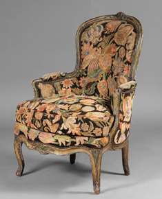 Lote 186: ANTIGUO SILLON BERGERE FRANCES DE EPOCA LUIS XV.  ANTIGUO SILLON BERGERE FRANCES DE EPOCA LUIS XV. 