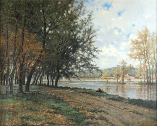 Lote 93: LÉPINE, Stanislas Victor Edouard 'LA SEINE PRÈS DU MONT VALÉRIEN' 