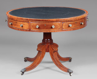 Lote 217: ANTIGUA DRUM TOP LIBRARY TABLE INGLESA DE EPOCA REGENCY.  ANTIGUA DRUM TOP LIBRARY TABLE INGLESA DE EPOCA REGENCY. 