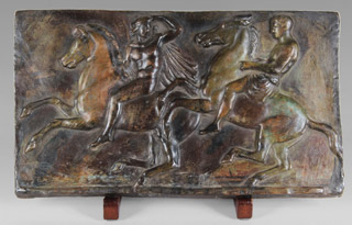 Lote 152: DE LA CARCOVA, Ernesto PLACA RECTANGULAR DE BRONCE CON TRABAJO EN RELIEVE.