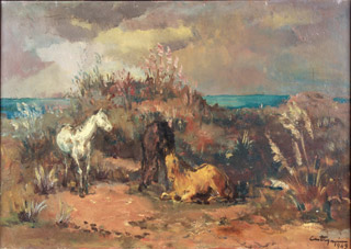Lote 64: CASTAGNINO, Juan Carlos 'CABALLOS EN REPOSO' 