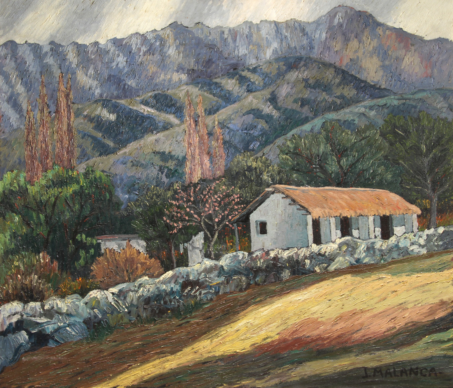 MALANCA, José A. 'PAISAJE SERRANO CON CONSTRUCCION'