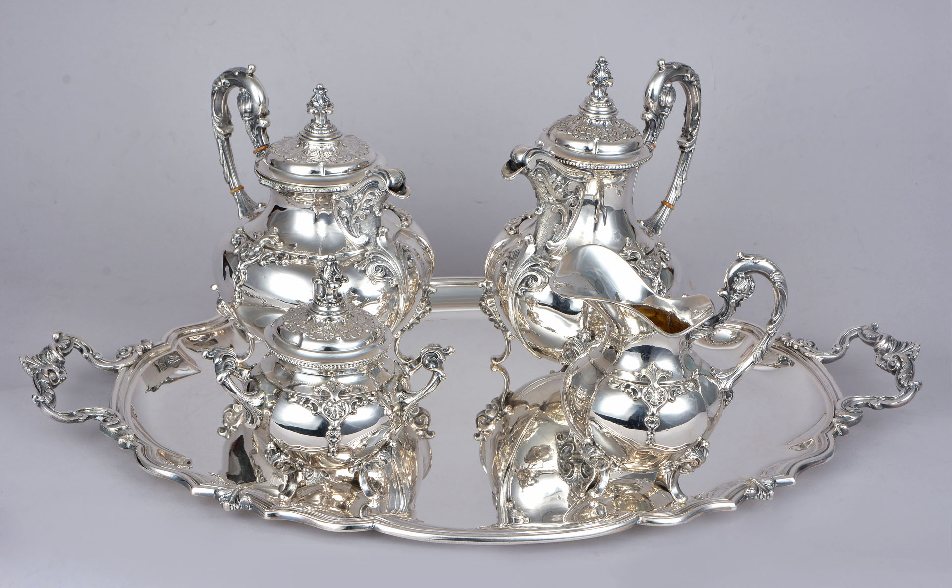  JUEGO DE PLATA ITALIANA 800 SELLADA PARA TE Y CAFE.
