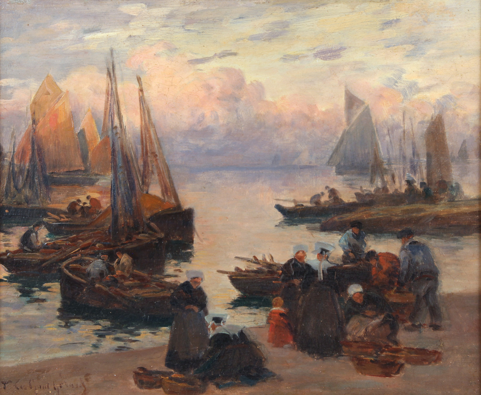 LEGOUT-GÉRARD, Fernand Marie Eugène 'BARCAS PESQUERAS. ATARDECER EN CONCARNEAU'