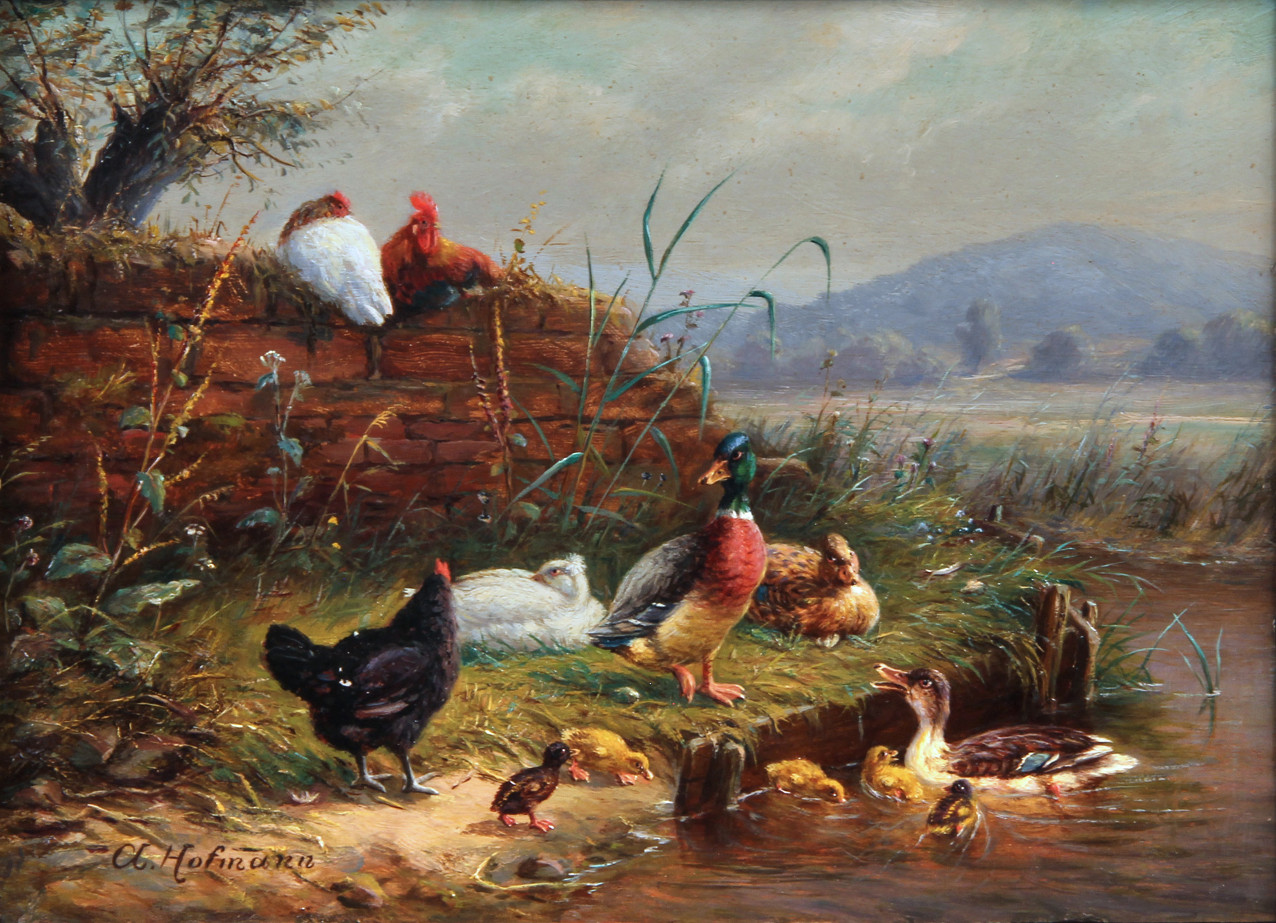  'PAISAJE CON PATOS, GALLINAS Y POLLOS'