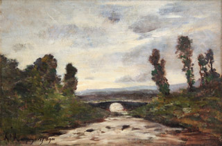 Lote 138: HARPIGNIES, Henri Joseph 'ATARDECER'