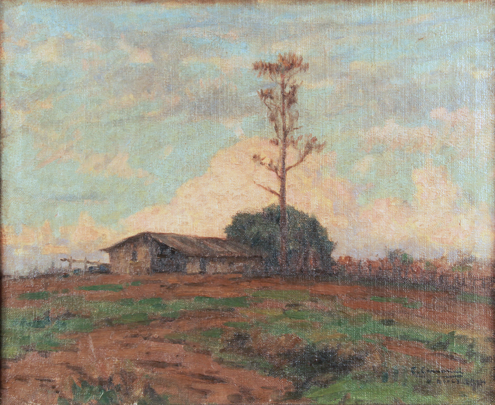 CARNACINI, Ceferino  'ATARDECER EN EL CAMPO'