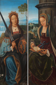 Lote 101: PAR DE PINTURAS REPRESENTANDO RETRATOS ANTIGUOS. PAR DE PINTURAS REPRESENTANDO RETRATOS ANTIGUOS.