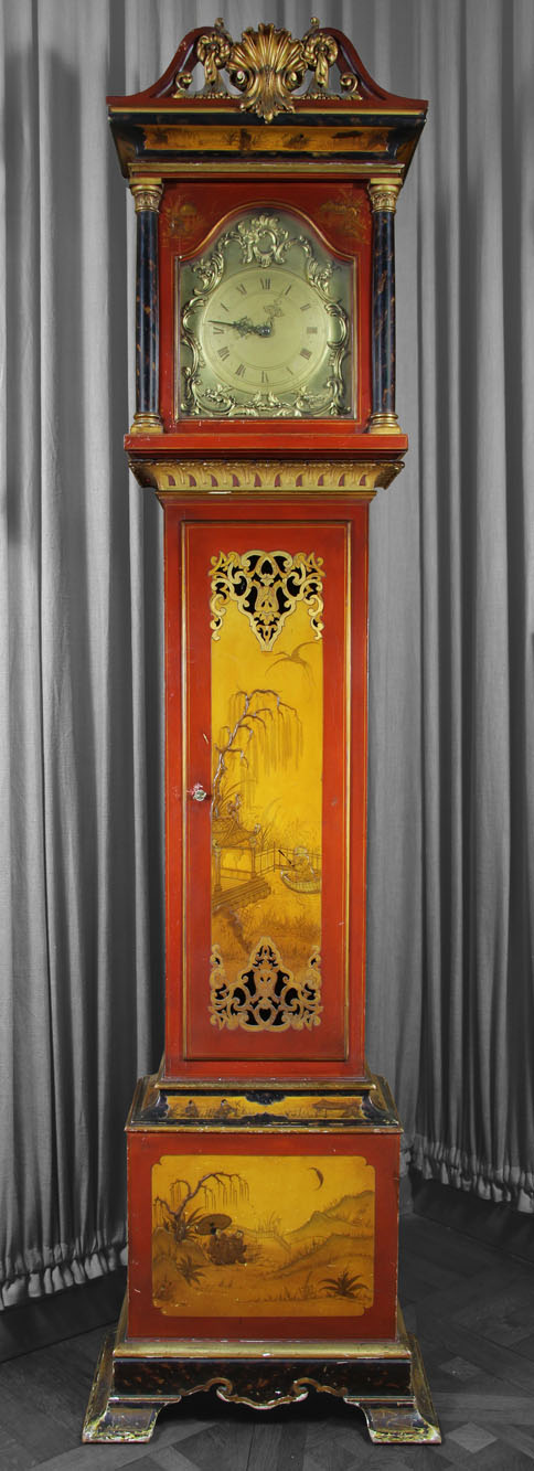  GRANDFATHER CLOCK INGLES CON DECORACION ORIENTAL. 