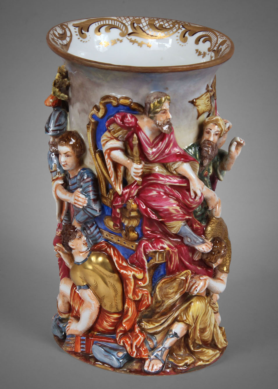  VASO DE PORCELANA NAPOLITANA CAPODIMONTE. 