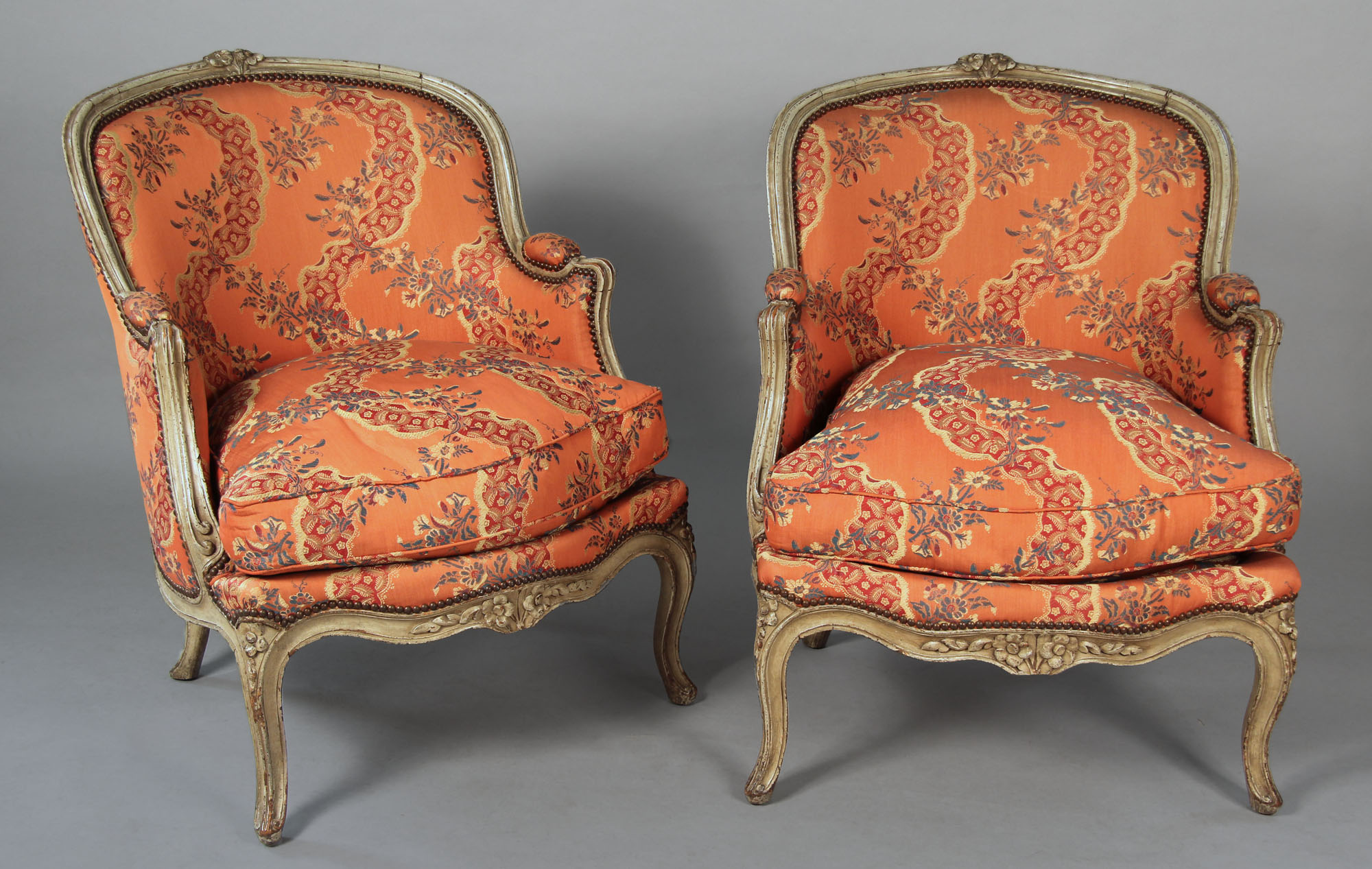  PAR DE ANTIGUOS SILLONES BERGERE FRANCESES LUIS XV.