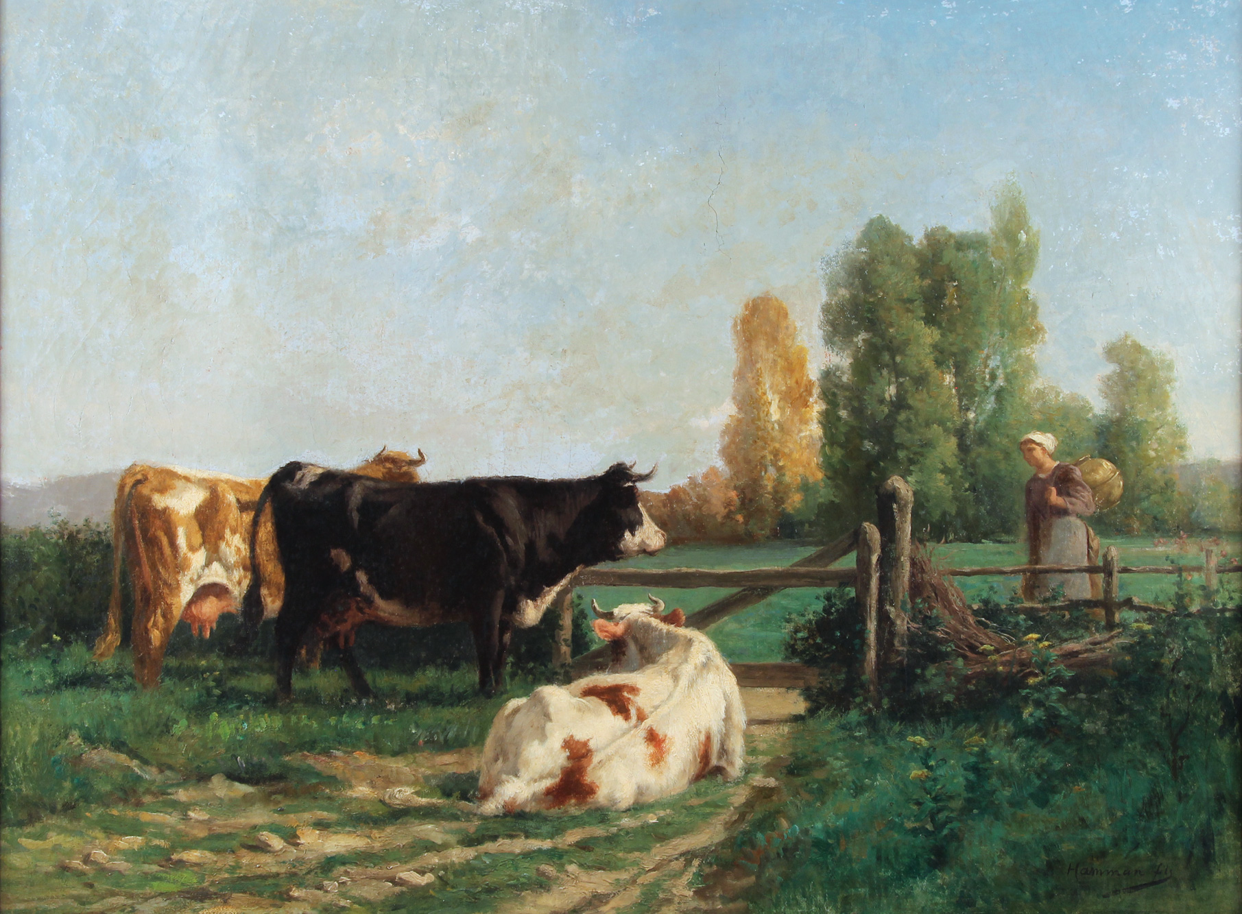 HAMMAN, Edouard Michel 'GRANJERA CON VACAS' 