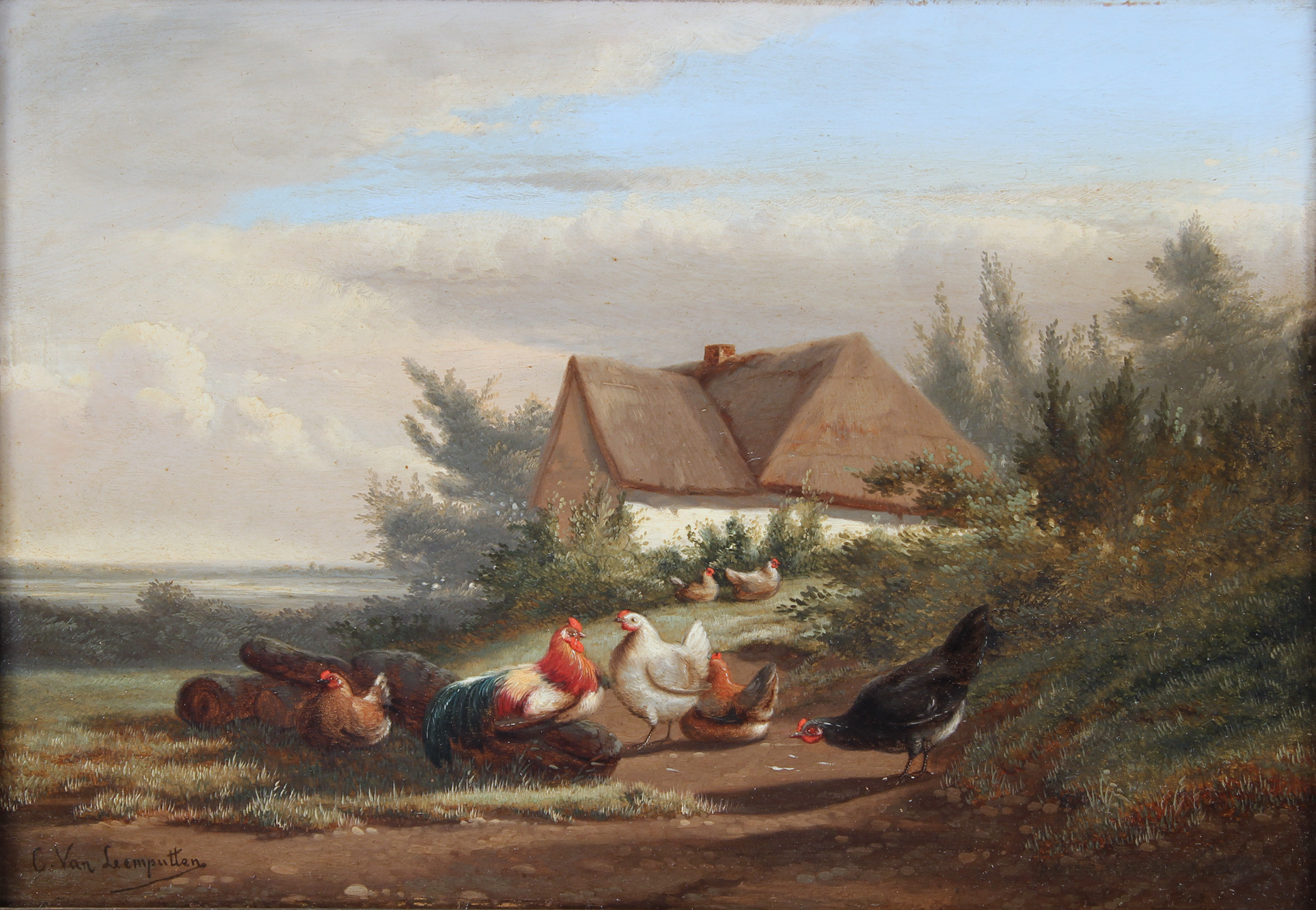 LEEMPUTTEN, Cornelis Van 'GALLINAS EN UN PAISAJE' 