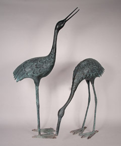 Lote 447: PAR DE GARZAS DE BRONCE PATINADO.  PAR DE GARZAS DE BRONCE PATINADO. 