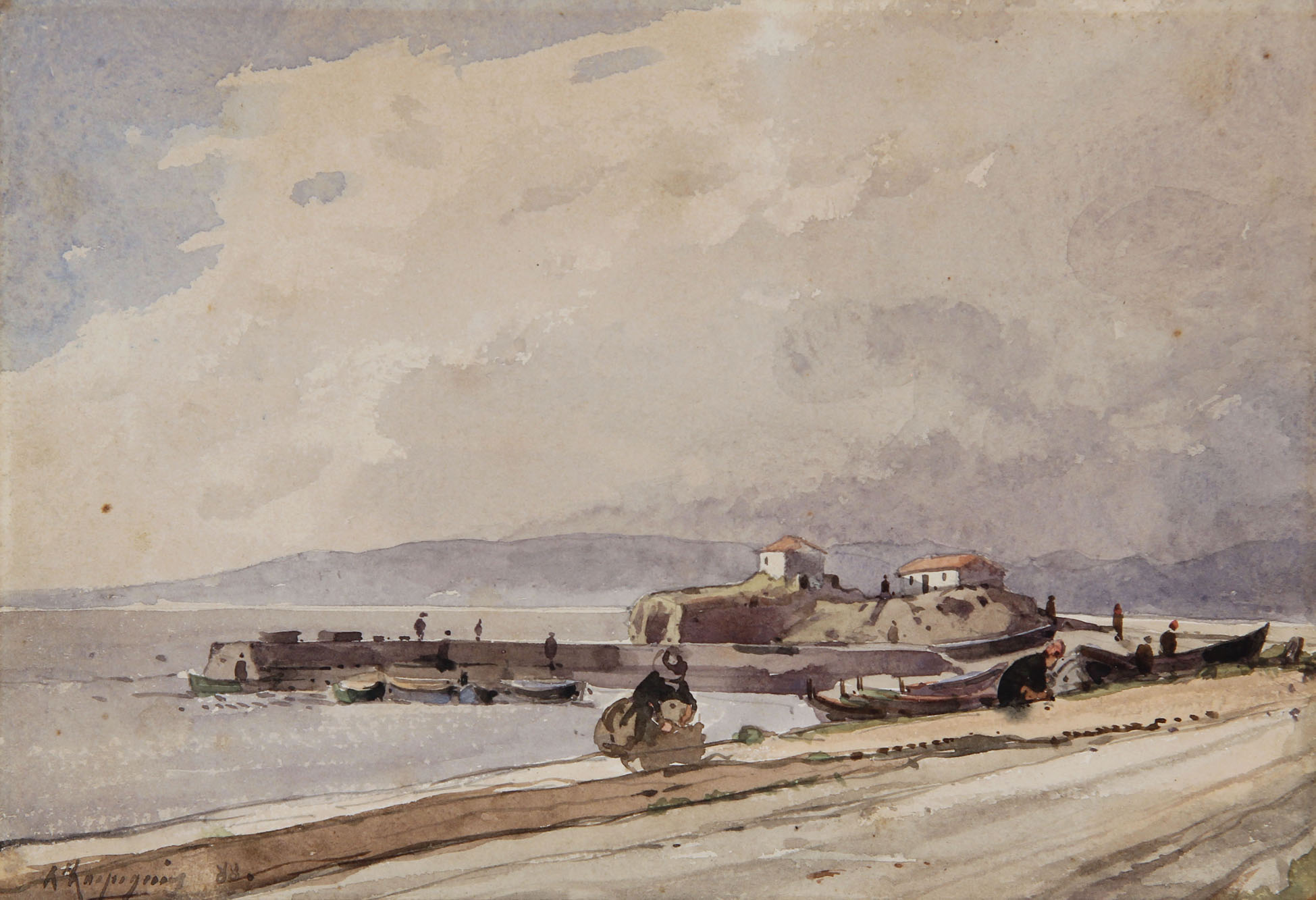 HARPIGNIES, Henri Joseph 'LE PORT AU CROUTON-PRES AMOIS' 