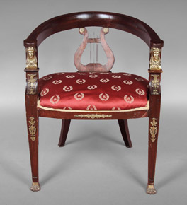 Lote 238: SILLON DE ESTILO FRANCES IMPERIO PARA ESCRITORIO.  SILLON DE ESTILO FRANCES IMPERIO PARA ESCRITORIO. 