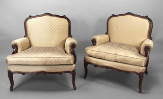 Lote 170: PAR DE SILLONES MARQUISE DE ESTILO FRANCES LUIS XV.  PAR DE SILLONES MARQUISE DE ESTILO FRANCES LUIS XV. 