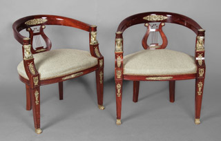 Lote 203: PAR DE SILLONES DE ESTILO FRANCES IMPERIO.  PAR DE SILLONES DE ESTILO FRANCES IMPERIO. 