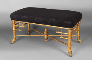 Lote 217: BANQUETA RECTANGULAR CON ARMAZON IMITACION CAÑA.  BANQUETA RECTANGULAR CON ARMAZON IMITACION CAÑA. 