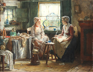 Lote 20: PORTIELJE, Edward Antoon 'INTERIOR CON MUJERES' 