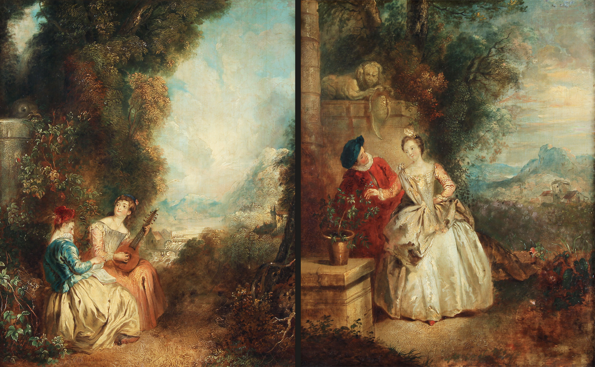 WATTEAU, Jean Antoine 'SCENE DANS UN PARC'