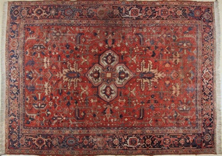 Lote 312: ALFOMBRA PERSA HERIZ DE LANA TEJIDA A MANO.  ALFOMBRA PERSA HERIZ DE LANA TEJIDA A MANO. 