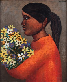 Lote 89: MOLLARI, Mario 'NIÑA CON FLORES'