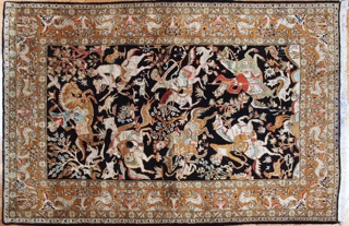 Lote 333: ALFOMBRA PERSA KASHMIR DE LANA Y SEDA TEJIDA A MANO.  ALFOMBRA PERSA KASHMIR DE LANA Y SEDA TEJIDA A MANO. 