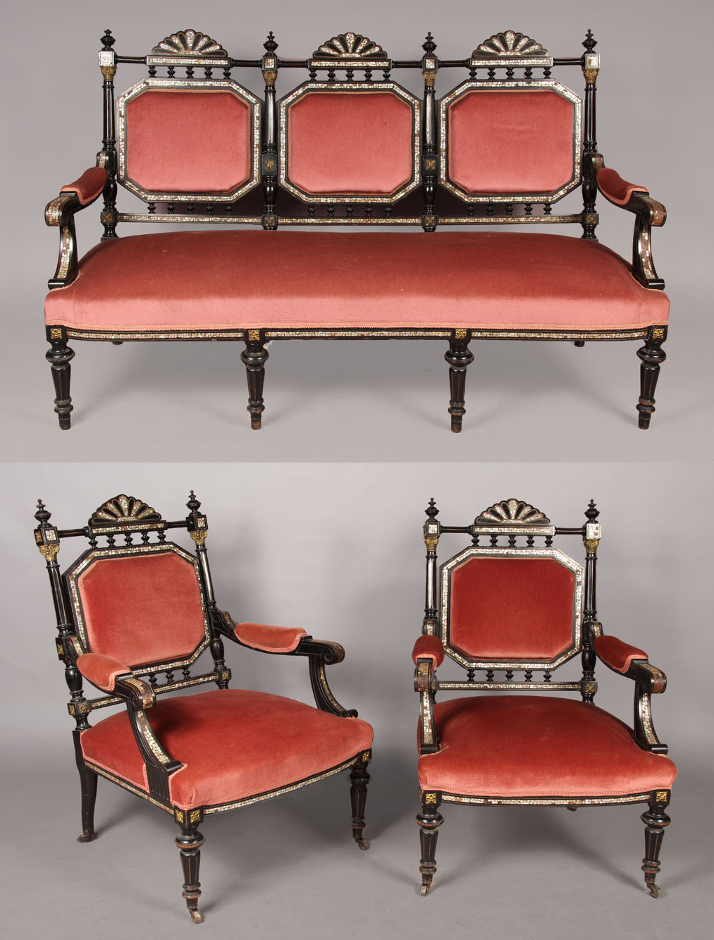  SOFA Y DOS SILLONES FRANCESES LOUIS PHILIPPE. 