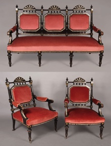 Lote 148: SOFA Y DOS SILLONES FRANCESES LOUIS PHILIPPE.  SOFA Y DOS SILLONES FRANCESES LOUIS PHILIPPE. 