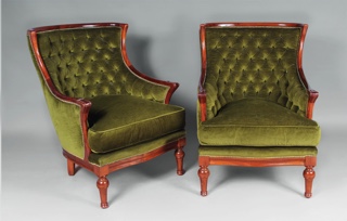 Lote 162: PAR DE SILLONES BERGERE DE ESTILO INGLES.  PAR DE SILLONES BERGERE DE ESTILO INGLES. 