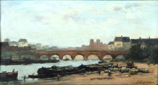 Lote 15: LÉPINE, Stanislas Victor Edouard 'BORD DE RIVIÈRE AU PONT'